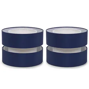 ValueLights Sophia Pair of Small Easy Fit Ceiling Light Shades 2 Tier Pendant Drum Lampshades - Navy Blue - Bulbs Included