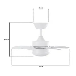 Alisha-Ann 75cm Ceiling Fan with Light Kit White