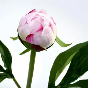 Bloom Artificial Single Sarah Bernhardt Peony Bud Stem - Faux Fake Silk Flower Indoor Home Decoration Floral Arrangements - L45cm