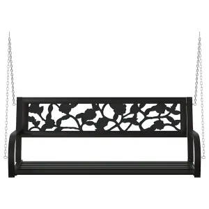 Berkfield Garden Swing Bench 125 cm Steel and Plastic Black