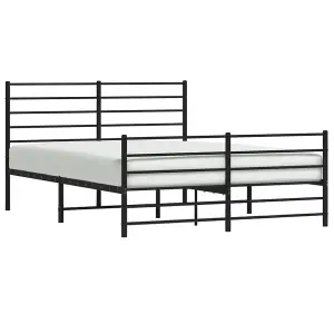 Berkfield Metal Bed Frame with Headboard and Footboard Black 150x200 cm 5FT King Size