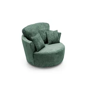 Harriet Crushed Chenille Swivel Chair in Rifle Green