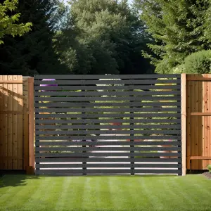 Grey Coated Garden Wood Fence Privacy Fence 180cm W x 90cm H