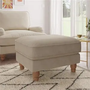 Dunelm Beatrice Luna Fabric Footstool, Country, Luna Natural