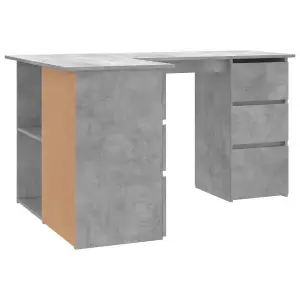 Berkfield Corner Desk Concrete Grey 145x100x76 cm Engineered Wood