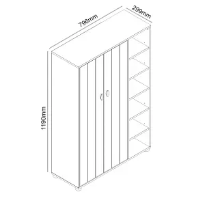 GFW Bideford Tall Shoe Cabinet Warm Grey Oak