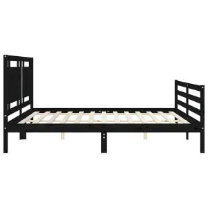 Berkfield Bed Frame with Headboard Black 200x200 cm Solid Wood