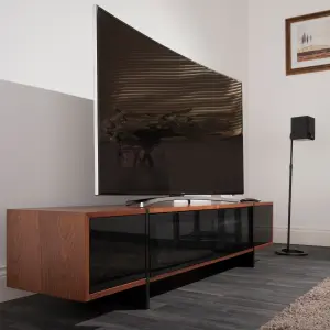 AVF Edge 1.6m TV Stand with Drop Door, for TVs up to 80" - Walnut and Black