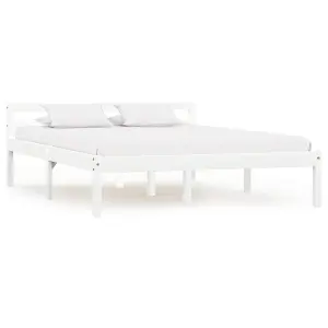 Berkfield Bed Frame White Solid Pine Wood 140x200 cm