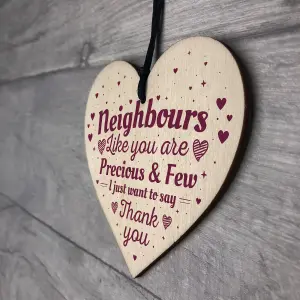 Red Ocean Neighbour Friendship Gift Handmade Wooden Hanging Heart Plaque Sign Thank You Gifts Keepsake