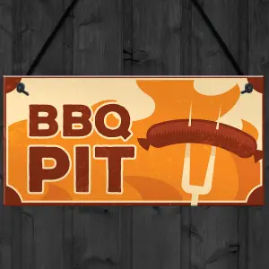 BBQ Pit Sign Novelty Garden Summerhouse Man Cave Sign Home Gift For Men