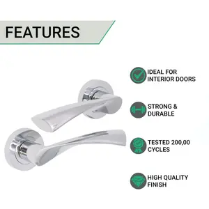 EAI Polished Door Handles Swept Lever On Rose Handle - Polished Chrome