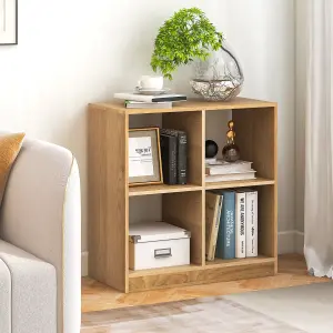 Costway 4-Cube Wooden Bookcase 2-tier Open Back Bookshelf Modern Display Shelf