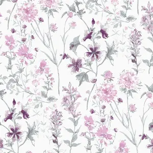 Laura Ashley Pale iris Wild meadow Smooth Wallpaper Sample