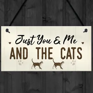 Red Ocean You Me And The Cats Sign Home Funny Crazy Cat Lady Sign Pet Lover Gift