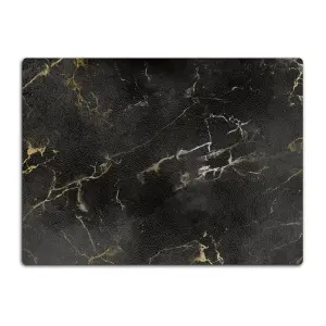 Textured Glass Chopping Board Black Marble Effect Design - Medium