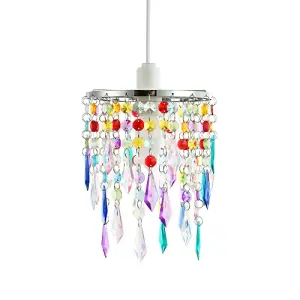 Modern Waterfall Design Pendant Shade with Multi Colour Acrylic Drops and Beads