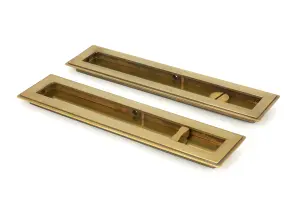 From The Anvil Aged Brass 250mm Art Deco Rectangular Pull - Privacy Set