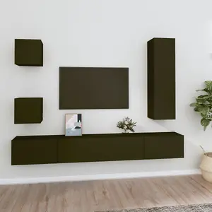 Berkfield 5 Piece TV Cabinet Set Black Engineered Wood