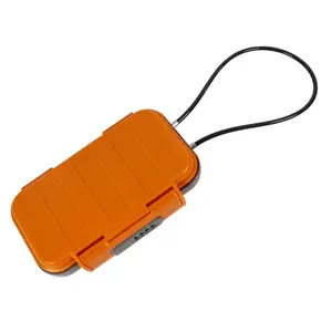 ABS Sports Security Box with Combination Lock & Cable - Waterproof Lockable Portable Travel Safe - H6 x W24 x D14cm, Orange