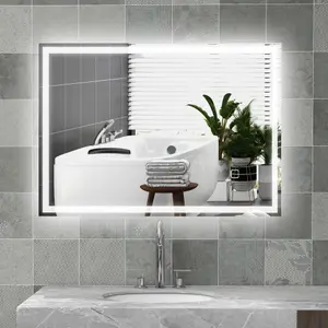 HOMCOM Illuminated Bathroom Mirror with LED Lights 3 Colours Defogging Film