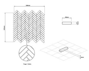 Mosaic sheet in ceramic on net 280mm x 270mm - Gloss White Chevron