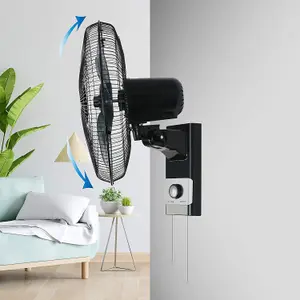 Belaco 16" Wall Fan - Black/ Silver