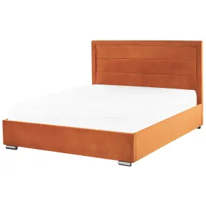 Velvet EU Double Size Ottoman Bed Orange ROUEN