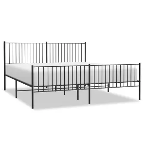 Berkfield Metal Bed Frame with Headboard and Footboard Black 200x200 cm