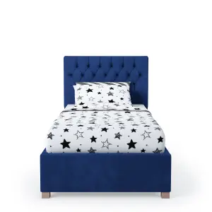 Rest Relax Mia Solo Ottoman Bed Plush Velvet Navy Blue - Single 3ft