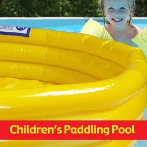 Children's Yellow Paddling Pool 3 Ring Inflatable 120cm x 30cm