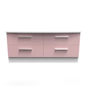 Harrow 4 Drawer Bed Box in Kobe Pink & White (Ready Assembled)