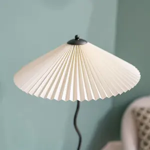 ValueLights Black Metal Wavy Stem Floor Lamp with a White Origami Pleated Shade