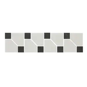 Comoey Black & white Natural stone Border tile, (L)320mm (W)80mm