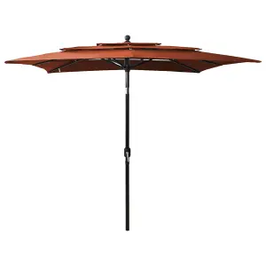 Berkfield 3-Tier Parasol with Aluminium Pole Terracotta 2.5x2.5 m