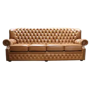 Chesterfield Handmade 4 Seater Sofa Old English Saddle Leather In Monks Style