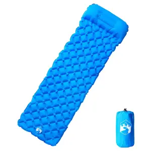 Inflating Camping Mattress with Pillow 1-Person Blue