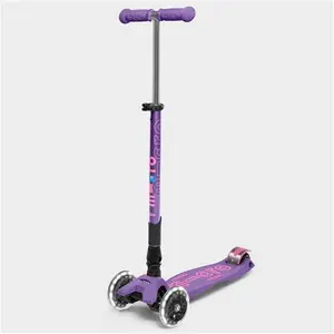 Maxi Micro Deluxe Scooter | Foldable With Light Up Wheels | 3 Wheel Scooter For 5-12 Year Olds | Purple Micro Scooters