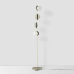 houseof Frosted Opal Ball Shade Disk Floor Lamp - Off White Sand