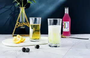 simpa 425ml Geometric Diamond Highball Drinking Glasses, Set of 6