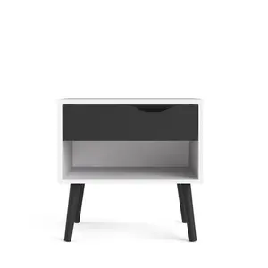 Dowler 1 Drawer Bedside Table White/Black Matte