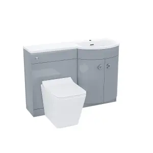 Nes Home Right Hand 1100mm Vanity Basin Unit & Elora Back To Wall Toilet Grey