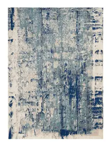 Ivory Blue Abstract Luxurious Modern Easy to clean Rug for Dining Room Bed Room and Living Room-160cm X 221cm