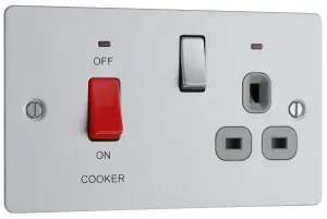 BG Matt Flat Cooker switch & socket with neon