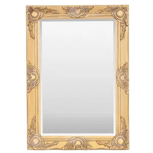 Villanova Solid Wood Flat Wall Mirror Antique Gold / 70cm H x 50cm W