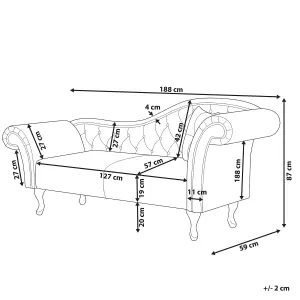 Right Hand Chaise Lounge Velvet Grey LATTES