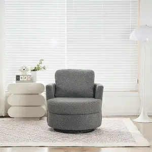 Teddy swivel armchair with back cushion pillow thick foam pad, Medium Grey