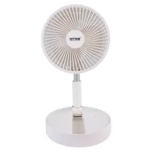 AMOS 7 Inch USB Rechargeable Foldable Mini Desk Fan 3 Speed