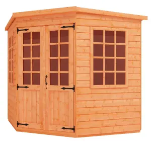 6ft x 6ft (1.75m x 1.75m) Wooden Corner Tongue and Groove APEX Summerhouse (12mm T&G Floor + Roof) (6 x 6) (6x6)