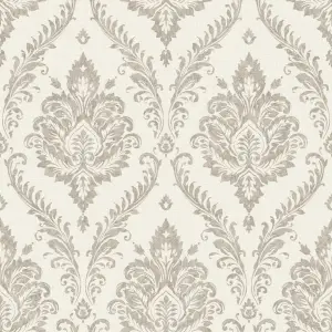 Grandeco Classical Grand Damask Textured Wallpaper, Taupe